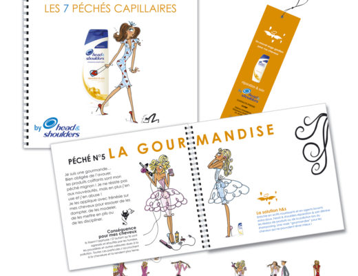 Conception graphique pour un dossier de presse pour la gamme de shampooings Réparation & Soin de Head & Shoulders.