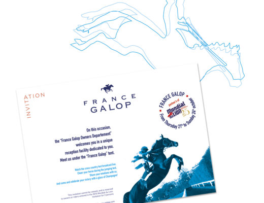 Conception graphique d’une invitation pour le Mondial du Lion pour la marque France Galop.