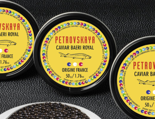 Conception graphique d’un packaging de Caviar pour la marque Petrovskaya.