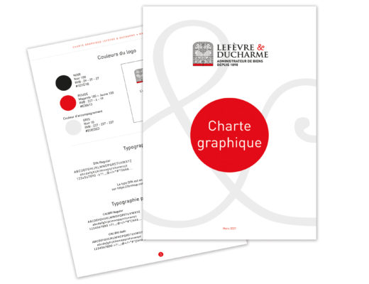 Conception graphique de la charte graphique, papeterie et du site web pour le Cabinet Lefèvre & Ducharme, administrateur de biens. https://www.lefevreducharme.fr/